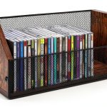 Salajory CD Storage Rack Engineered Wood Iron Portable-0