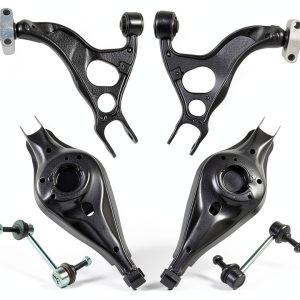 TRQ Suspension Kit 6 Piece Rear Lower& Upper Modules Black Alloy Steel-0