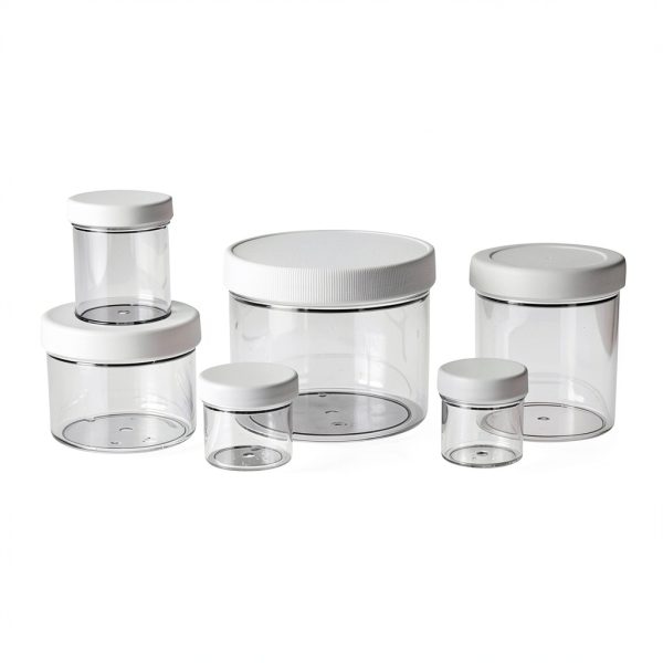 Qorpak PLC-03729 Clear Polystyrene Jar with 89-400 White Polypropylene SturdeeSeal Polyethylene Foam Lined Cap Attached, 16 oz (Pack of 24)-0
