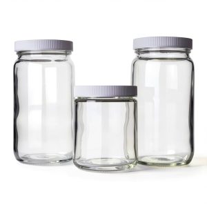 Wheaton 216639 Clear Glass Round 16oz Safety Coated Jar, without 70-400 Screw Cap (Pack of 12)-0