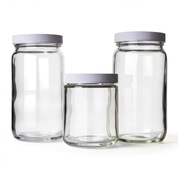 Wheaton 216639 Clear Glass Round 16oz Safety Coated Jar, without 70-400 Screw Cap (Pack of 12)-0